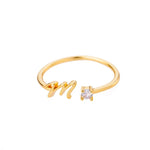 Side angle of personalized ring Initial Ring with Luxury Rosebox with Light