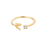 Multiple angles of Initial Ring with Luxury Rosebox with Light personalized ring