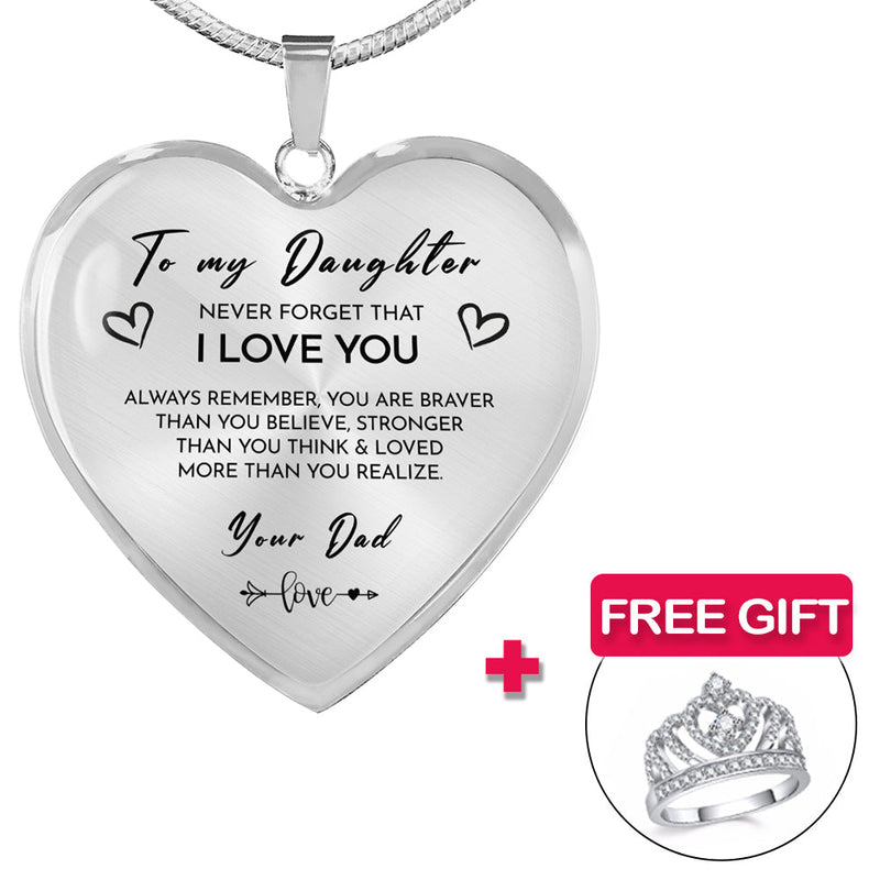 Heart necklace - Daughter + ring FREE  front view - Beyond Love