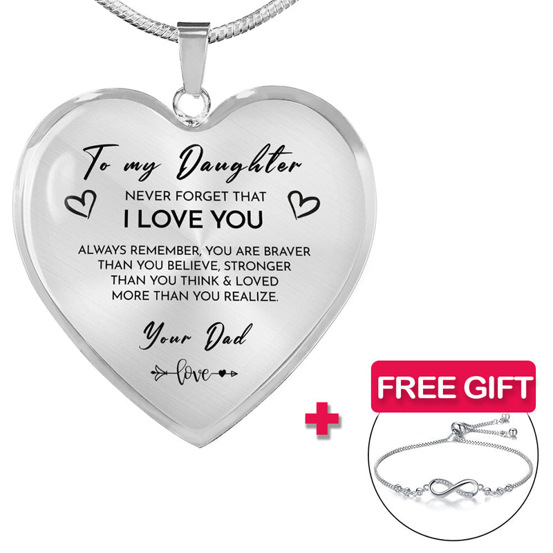 Heart necklace - Daughter + bracelet FREE  front view - Beyond Love