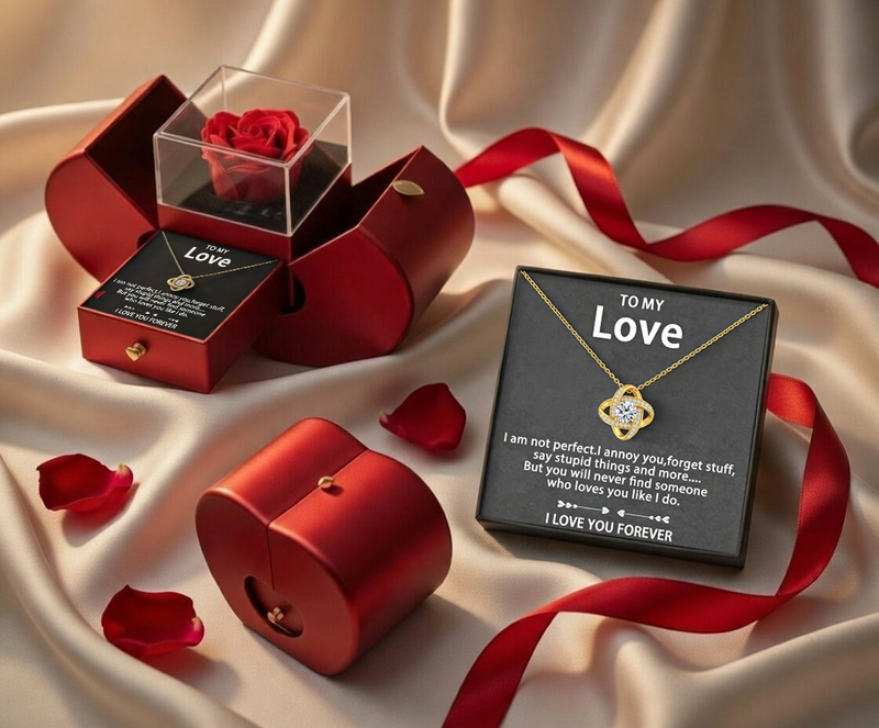 The Eden Vow Set: Crimson Rose & Hidden Pendant ("To My Love")