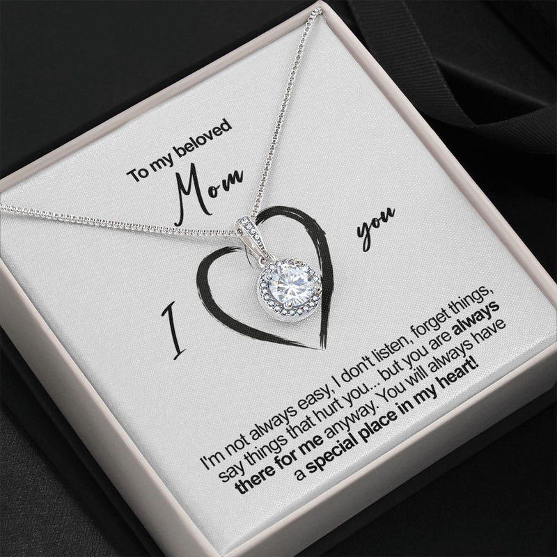 Sterling Silver Necklace - To my beloved Mom  front view - Beyond Love