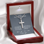 Close-up detail of Stainless steel necklace - To my Husband to be showing premium quality craftsmanship