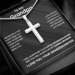 Side angle of personalized necklace Luxury cross necklace - To my Grandpa