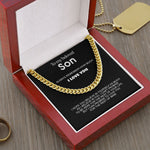 Cuban Chain to my Son + FREE BRACELET custom engraving detail and material quality