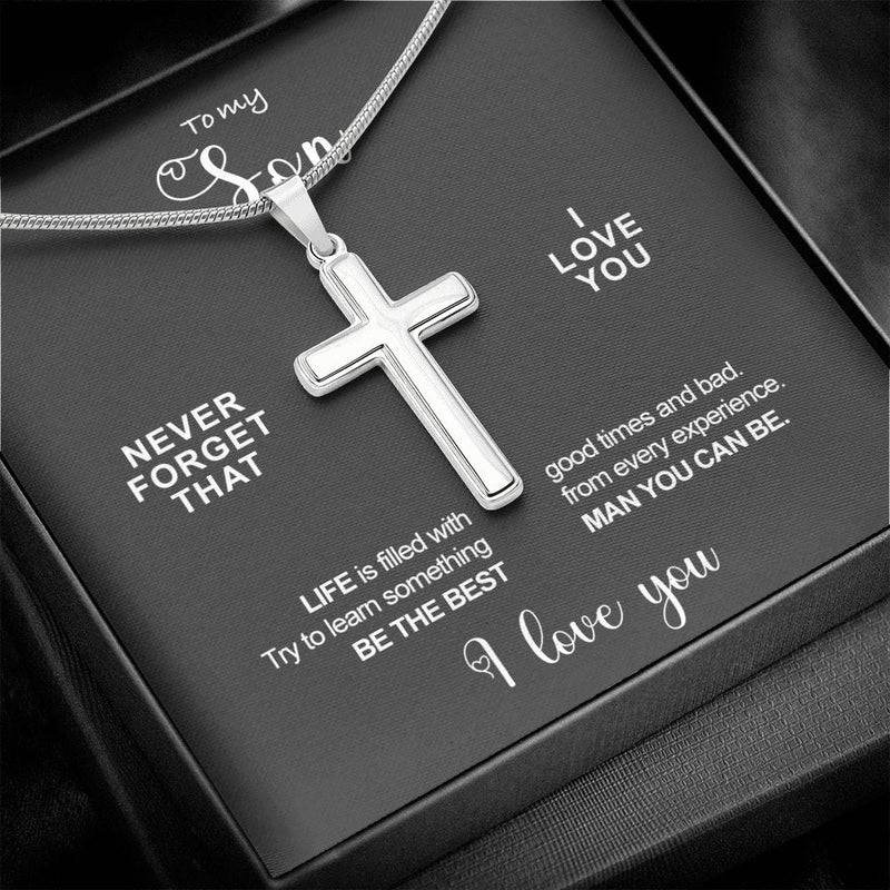 Stainless steel necklace - To my Son - courage  front view - Beyond Love