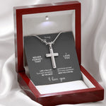 Close-up detail of Stainless steel necklace - To my Son - courage showing premium quality craftsmanship