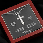 Side angle of personalized necklace Stainless steel necklace - To my Son - courage