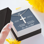 Side angle of personalized necklace Stainless steel necklace - Kiss, Mom & Dad