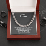 Side angle of personalized necklace Classy Cuban Chain - To my Love