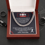 Cuban Chain - Baseball - Biggest Fan, From Mom gift-ready packaging with rose box presentation