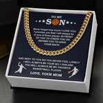 Close-up detail of Cuban Chain - Basketball - Biggest Fan, From Mom showing premium quality craftsmanship
