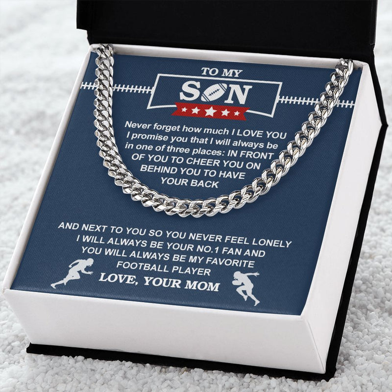 Cuban Chain - Football - Biggest Fan, From Mom  front view - Beyond Love