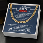 Close-up detail of Cuban Chain - Football - Biggest Fan, From Mom showing premium quality craftsmanship