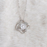 Side angle of personalized necklace Sterling Silver Necklace - With Real Rose - Loving Mom