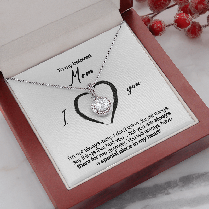 Close-up detail of Sterling Silver Necklace - To my beloved Mom showing premium quality craftsmanship