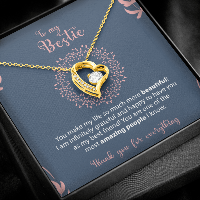 Close-up detail of Sterling Silver Necklace - To my Bestie showing premium quality craftsmanship