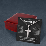 Luxury cross necklace - to my Grandson custom engraving detail and material quality