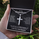 Luxury cross necklace - to my Grandson worn styling photo showing elegant design