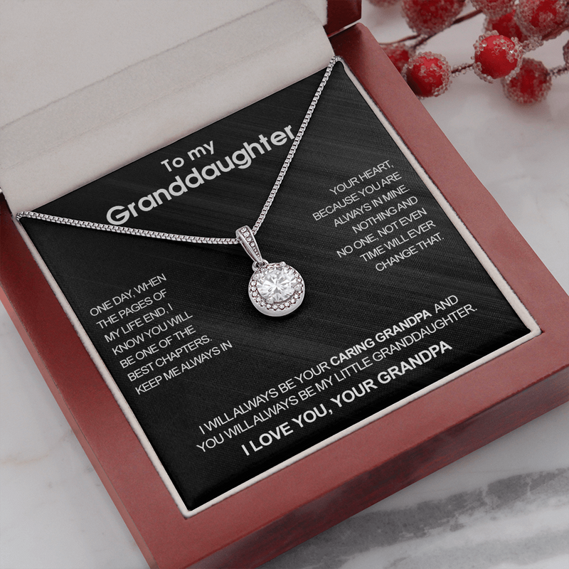 Close-up detail of Crystal necklace - To my Granddaughter showing premium quality craftsmanship