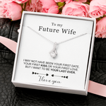 Side angle of personalized necklace Sterling silver Necklace - Future Wife + Earrings FREE