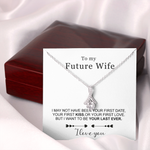 Lifestyle photo of Sterling silver Necklace - Future Wife + Earrings FREE as meaningful love gift