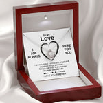 Close-up detail of Sterling Silver Necklace - To my Love - I love you showing premium quality craftsmanship