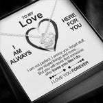 Sterling Silver Necklace - To my Love - I love you  front view - Beyond Love