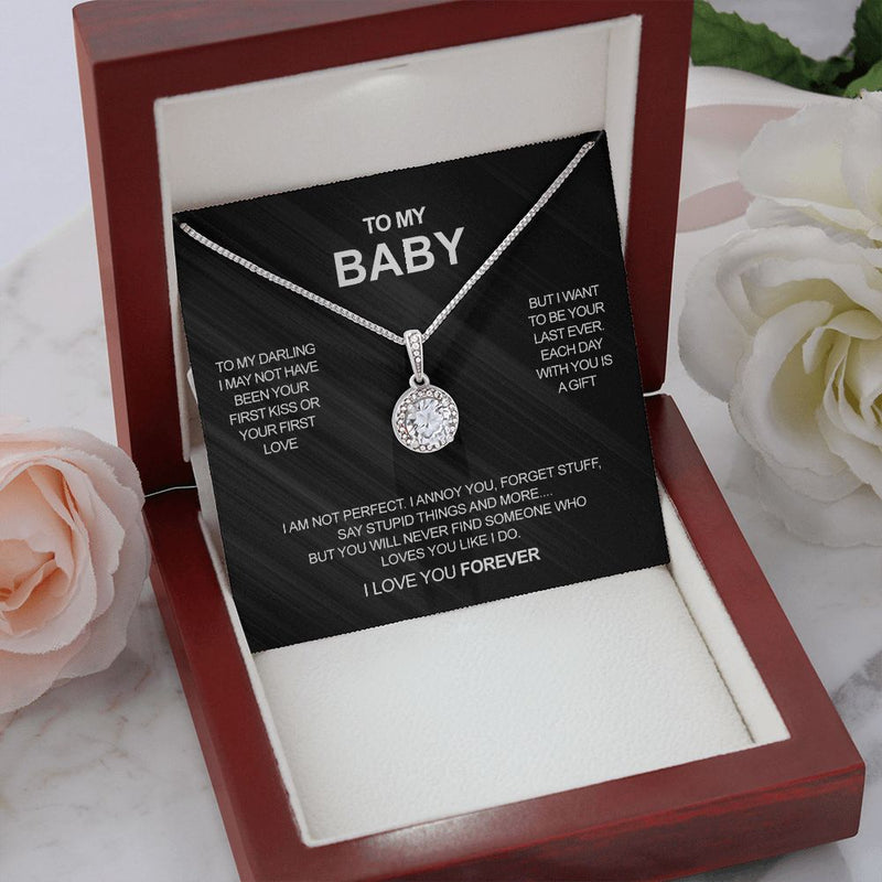 Close-up detail of Sterling Silver Necklace  - To my Baby showing premium quality craftsmanship