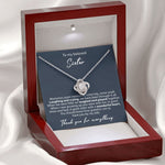 Close-up detail of Crystal necklace - To my beloved Sister showing premium quality craftsmanship