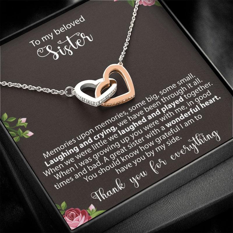 Sterling Silver Necklace - World's best Sister  front view - Beyond Love