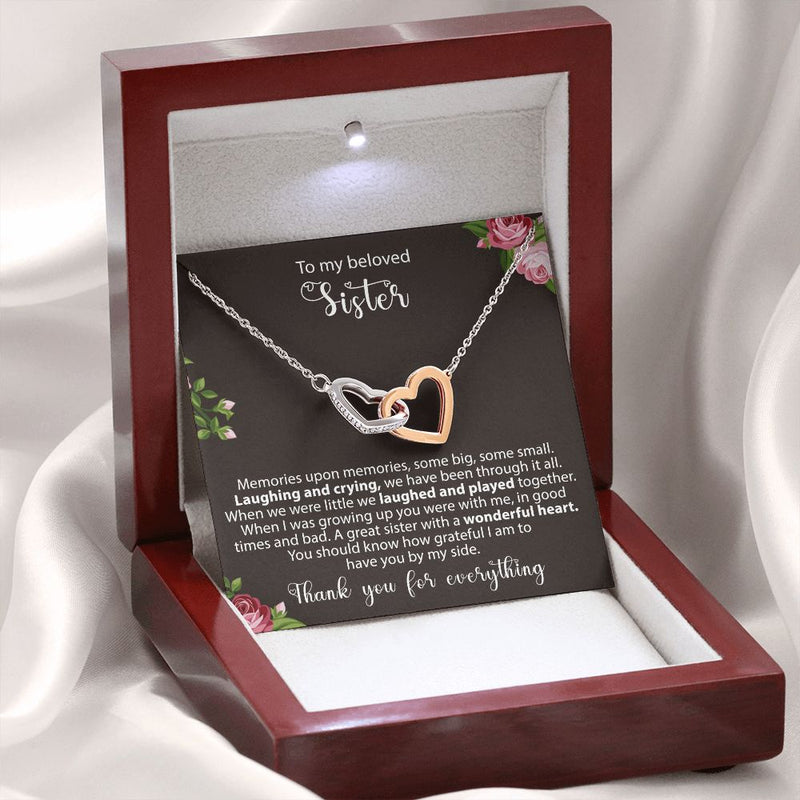 Close-up detail of Sterling Silver Necklace - World's best Sister showing premium quality craftsmanship