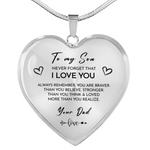 Heart necklace - To my Son from Dad  front view - Beyond Love
