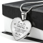 Heart necklace - To my Son from Dad gift-ready packaging with rose box presentation