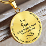Close-up detail of Stainless steel necklace - To my Son showing premium quality craftsmanship