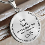 Stainless steel necklace - To my Son  front view - Beyond Love