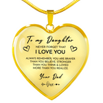 Side angle of personalized necklace Heart necklace - To my daughter from Dad