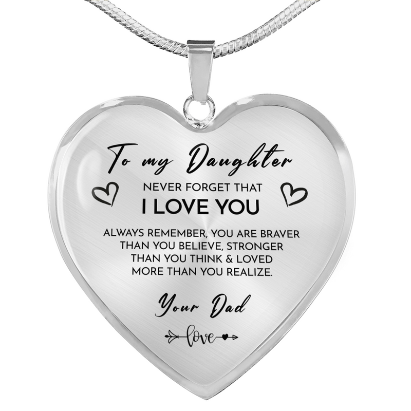 Heart necklace - To my daughter from Dad  front view - Beyond Love