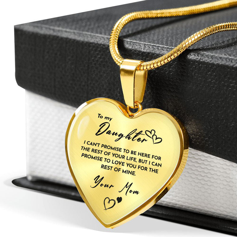 Close-up detail of Heart necklace - To my Daughter from Mom showing premium quality craftsmanship