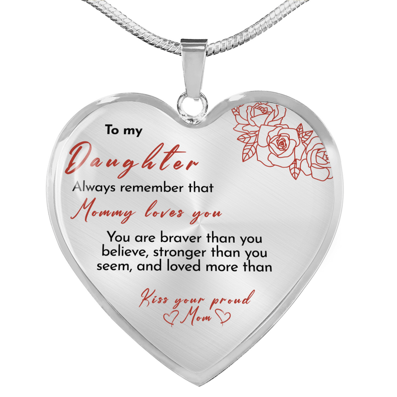 Heart necklace - Mommy loves you  front view - Beyond Love