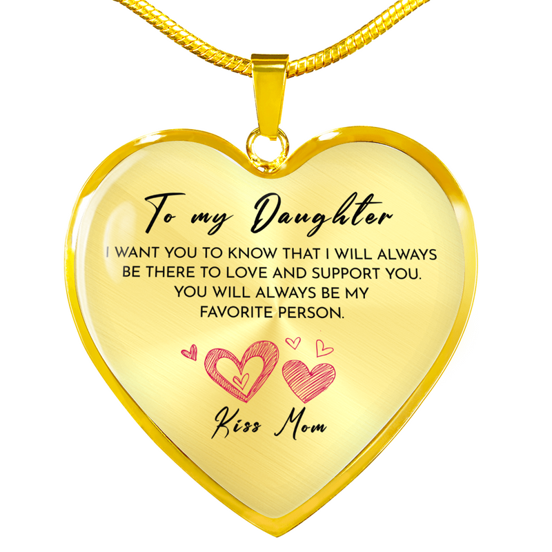 Close-up detail of Heart necklace - To my Daughter showing premium quality craftsmanship