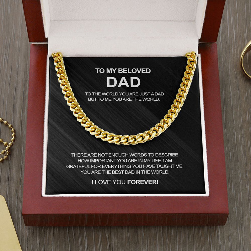 Close-up detail of Classy Cuban Chain - To my beloved Dad showing premium quality craftsmanship