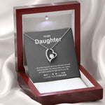 Close-up detail of Sterling Silver - Heart Necklace - To my Daughter showing premium quality craftsmanship