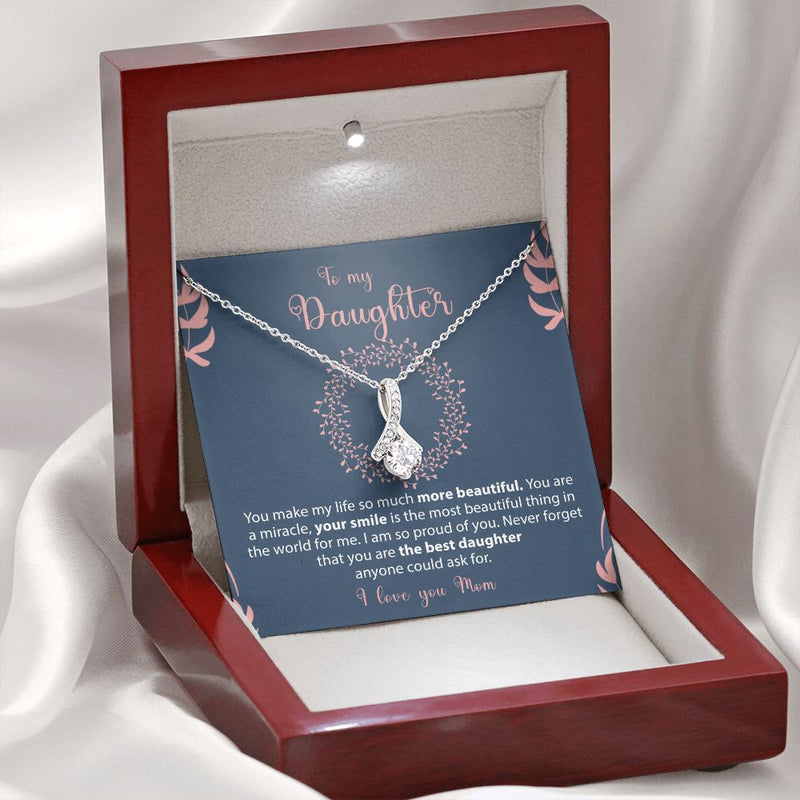 Close-up detail of Sterling Silver Necklace - To my Daughter from Mom showing premium quality craftsmanship