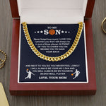 Side angle of personalized necklace Cuban Chain - Basketball - Biggest Fan, From Mom