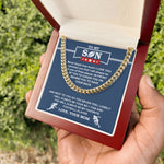 Side angle of personalized necklace Cuban Chain - Football - Biggest Fan, From Mom