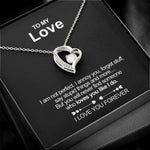 Sterling Silver Heart Necklace - To my Love  front view - Beyond Love