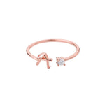 Initial Ring with Luxury Rosebox with Light custom engraving detail and material quality