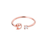 Multiple angles of Initial Ring with Luxury Rosebox with Light personalized ring