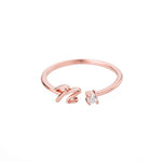 Multiple angles of Initial Ring with Luxury Rosebox with Light personalized ring